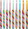 9pcs Solft Warm Crochet Hook Kit Polymer Clay Rainbow Crochet Hoook 2.0-6.0mm Aluminum Knitting Hook for Crochet Yarn Craft